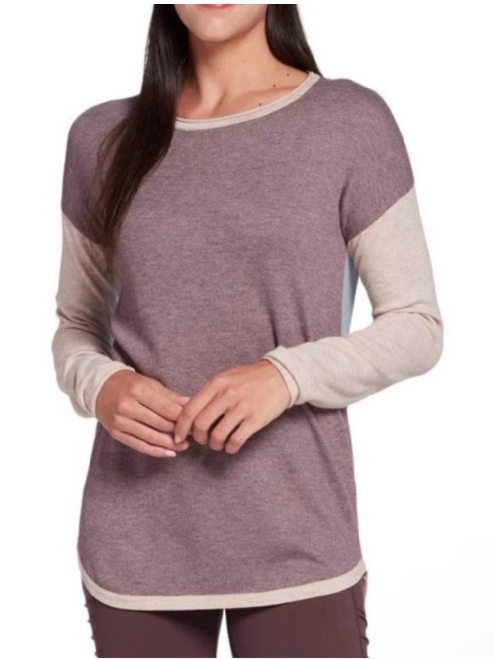Smartwool Womens Shadow Pine Colorblock Crew Sweater Purple Blue M